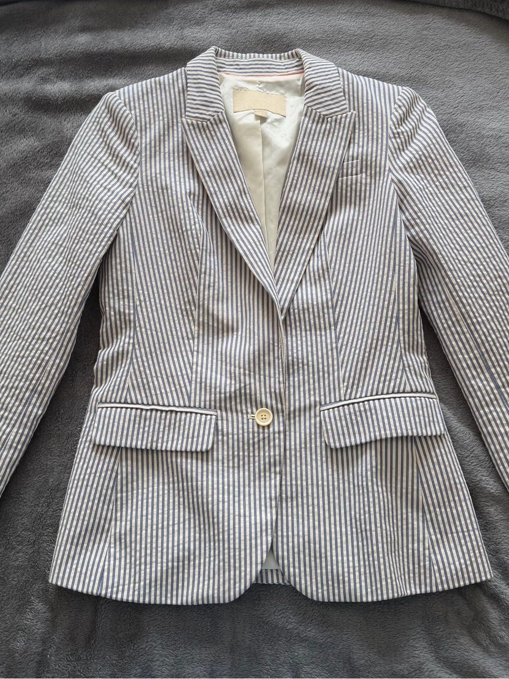 Banana Republic Women's Blazer - Striped Blue & White